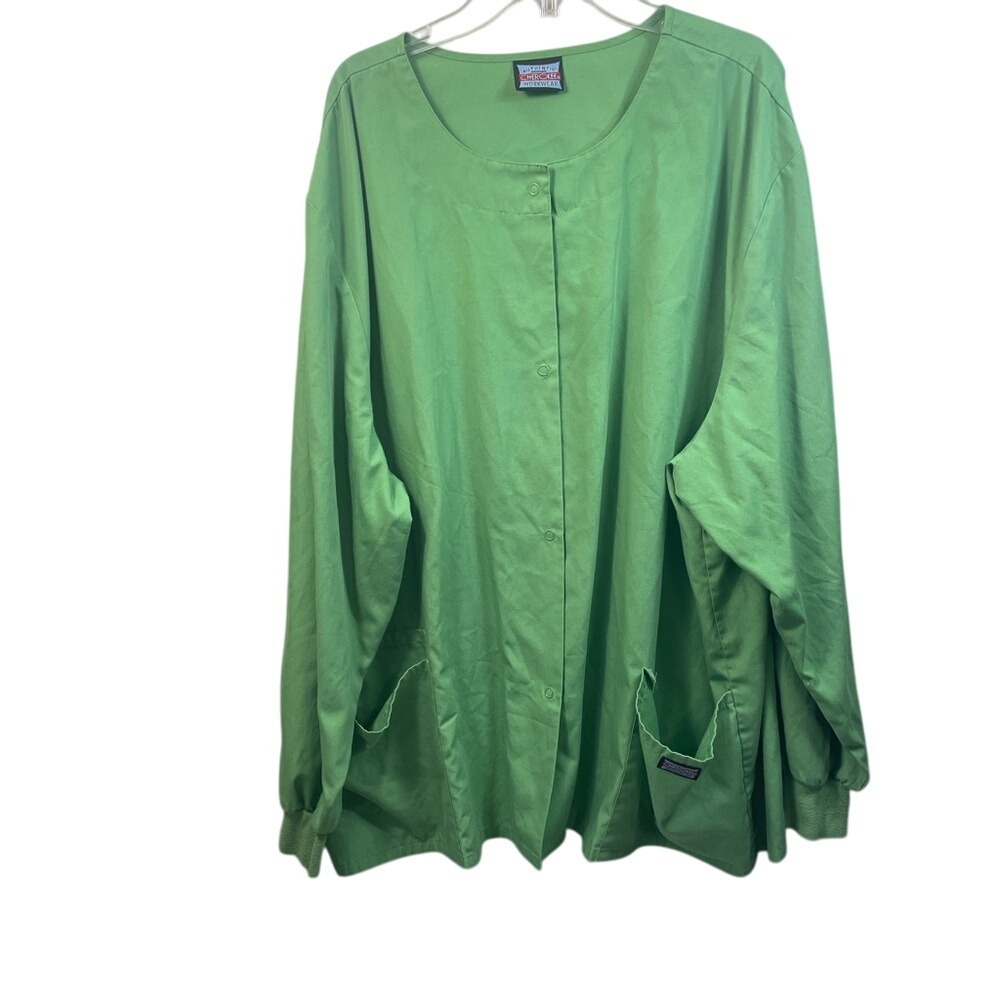 Cherokee Workwear Authentic Green Scrub Jacket Uniform Top Medical‎ Doctor Nurse